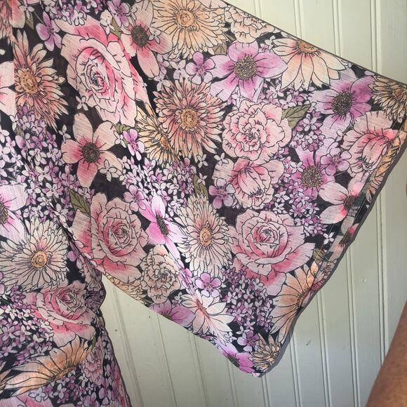 SANCTUARY Retail $85 Petal Pusher Floral Tie Caftan Swim Cover Up Size Med - Picture 4 of 5